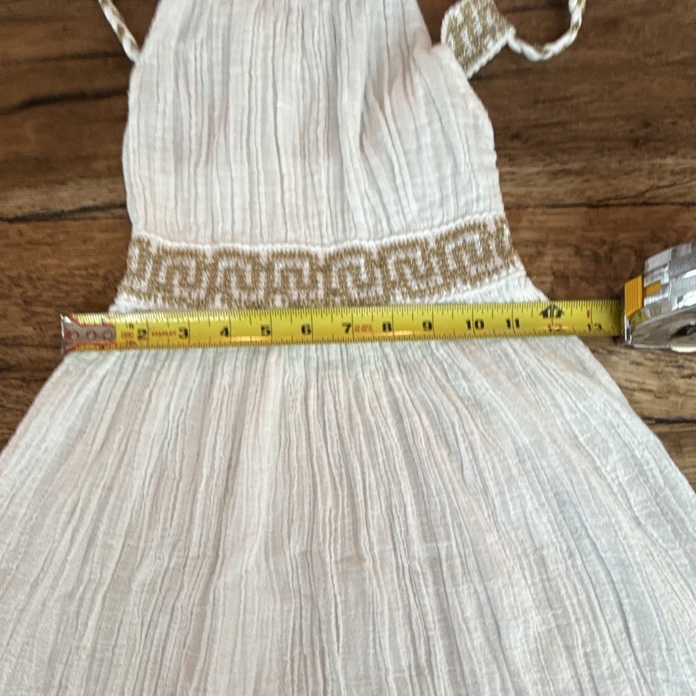 Girls White/Gold Smocked Sleeveless Knee-Length Sundress XXL 4036-3 CH - Picture 7 of 7